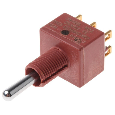 C & K Toggle Switch, Panel Mount, On-Off-On, DPDT, Solder Terminal