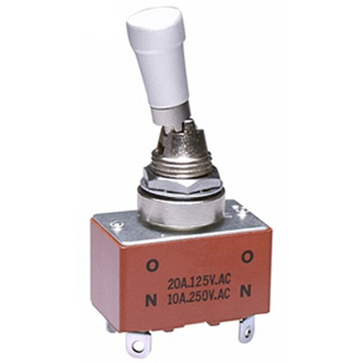 NKK Switches Toggle Switch, Panel Mount, On-Off, DPST, Solder Terminal, 30 V dc, 250V ac