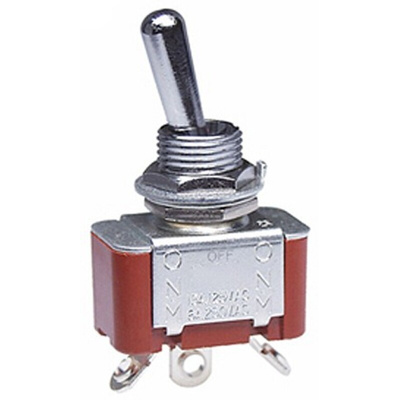 NKK Switches Toggle Switch, Panel Mount, (On)-Off-(On), SPDT, Solder Terminal, 30 V dc, 125V ac