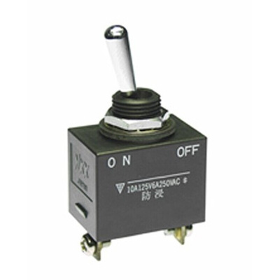 NKK Switches Toggle Switch, Panel Mount, On-Off, SPST, Screw Terminal, 30 V dc, 250V ac