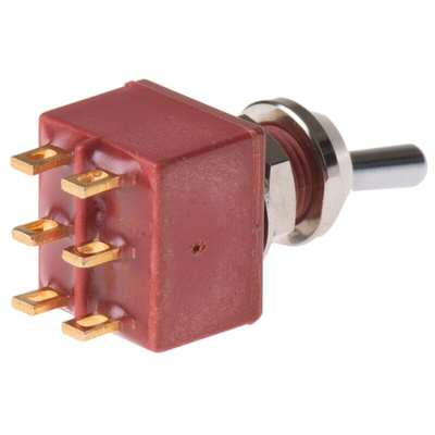 C & K Toggle Switch, Panel Mount, On-On, DPDT, Solder Terminal