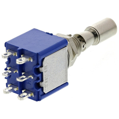 APEM Toggle Switch, Panel Mount, On-Off-On, DPDT, Solder Terminal