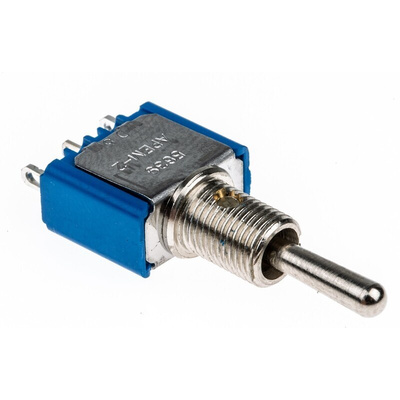 APEM Toggle Switch, Panel Mount, On-Off-On, SPST, Solder Terminal