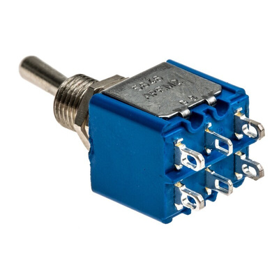 APEM Toggle Switch, Panel Mount, On-On, DPST, Solder Terminal