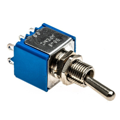 APEM Toggle Switch, Panel Mount, On-On, DPST, Solder Terminal