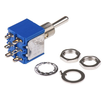 APEM Toggle Switch, Panel Mount, On-Off-On, DPST, Solder Terminal