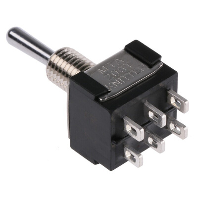 KNITTER-SWITCH Toggle Switch, Panel Mount, On-Off-(On), DPDT, Solder Terminal