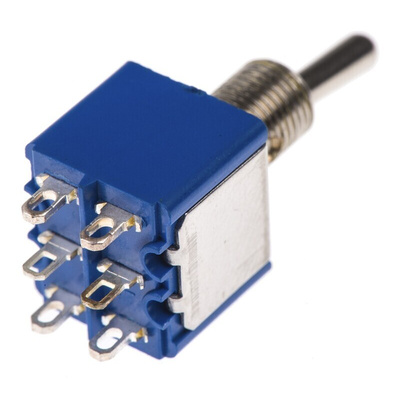 APEM Toggle Switch, Panel Mount, On-On, DPST, Solder Terminal