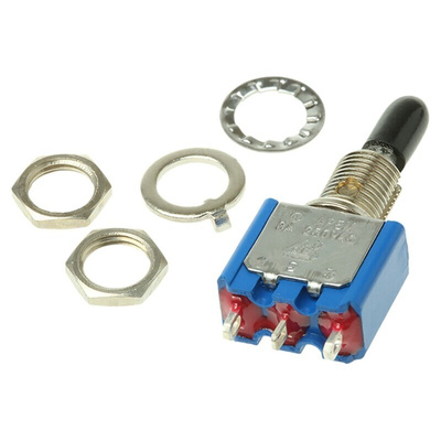APEM Toggle Switch, Panel Mount, On-Off-On, SPDT, Solder Terminal