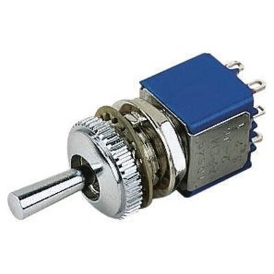 APEM Toggle Switch, Panel Mount, On-Off-On, SPDT, Solder Terminal