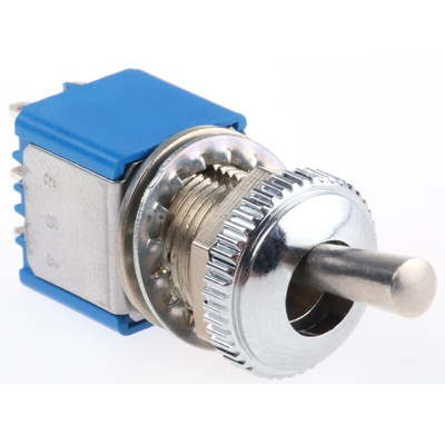 APEM Toggle Switch, Panel Mount, On-On, DPDT, Solder Terminal