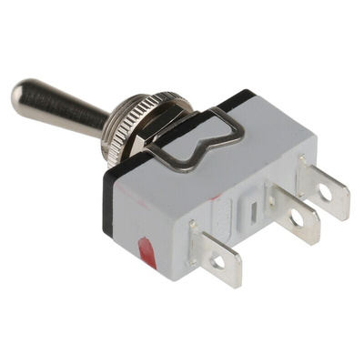 APEM Toggle Switch, Panel Mount, On-On, SPST, Tab Terminal