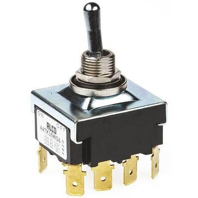 TE Connectivity Toggle Switch, Panel Mount, On-Off, 4PST, Tab Terminal