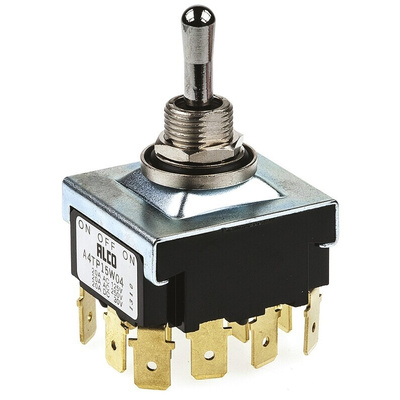 TE Connectivity Toggle Switch, Panel Mount, On-Off-On, 4PDT, Tab Terminal