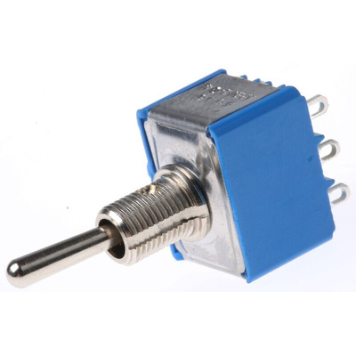 APEM Toggle Switch, Panel Mount, On-On, 3PDT, Solder Terminal