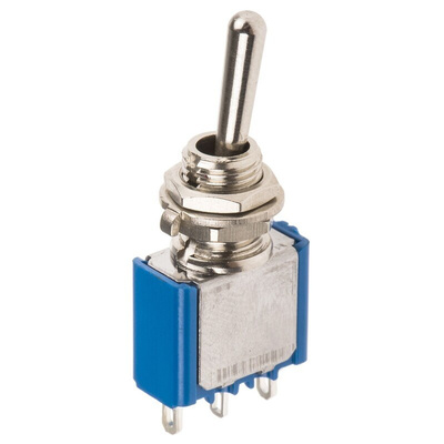 APEM Toggle Switch, Panel Mount, On-(On), SPST, Solder Terminal