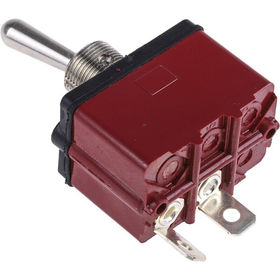 APEM Toggle Switch, Panel Mount, On-Off, SPST, Tab Terminal, 28V dc