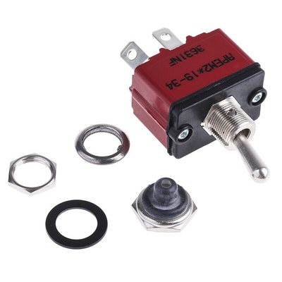 APEM Toggle Switch, Panel Mount, On-Off, SPST, Tab Terminal, 28V dc