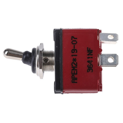 APEM Toggle Switch, Panel Mount, On-Off, DPST, Tab Terminal, 28V dc