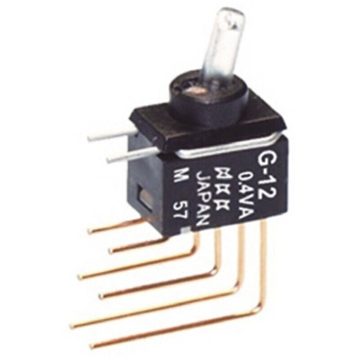 NKK Switches Toggle Switch, PCB Mount, On-On, SPDT, Through Hole Terminal