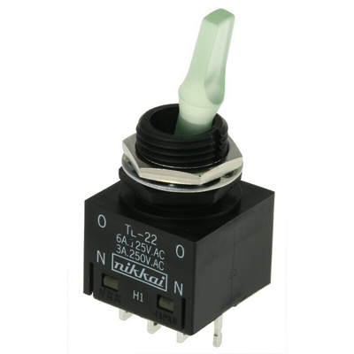 NKK Switches Toggle Switch, Panel Mount, On-On, DPDT, Solder Terminal