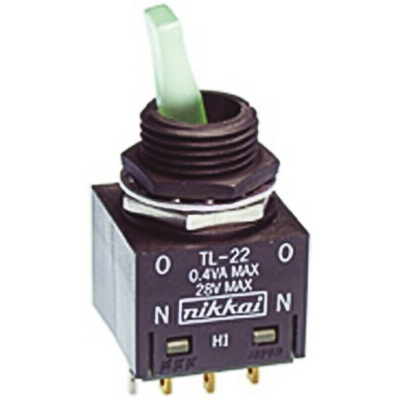 NKK Switches Toggle Switch, Panel Mount, On-On, DPDT, Solder Terminal