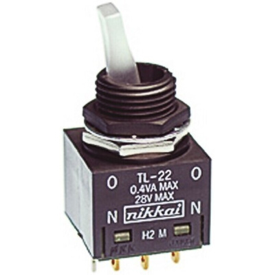 NKK Switches Toggle Switch, Panel Mount, On-On, DPDT, Solder Terminal