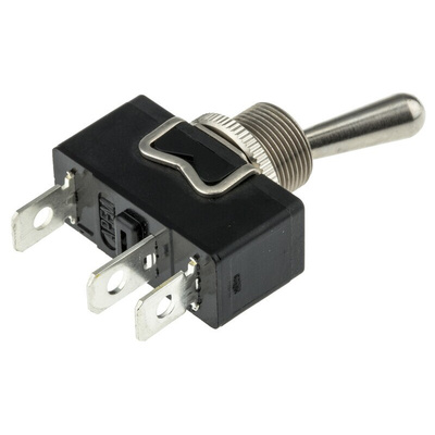 APEM Toggle Switch, Panel Mount, On-Off-On, SPDT, Tab Terminal