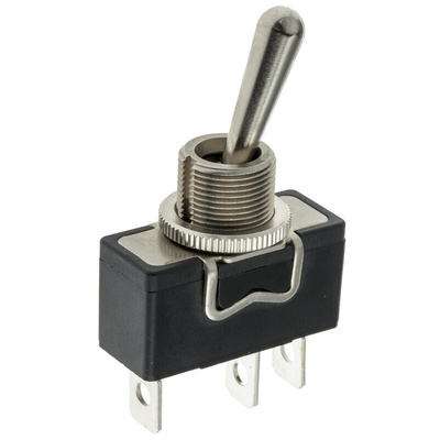 APEM Toggle Switch, Panel Mount, On-Off-On, SPDT, Tab Terminal