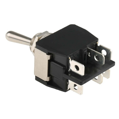 APEM Toggle Switch, Panel Mount, On-On, DPDT, Tab Terminal
