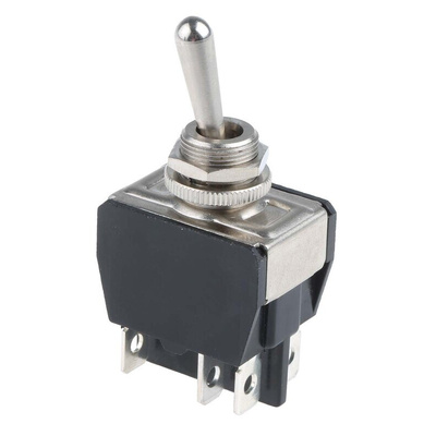 APEM Toggle Switch, Panel Mount, On-On, DPDT, Tab Terminal