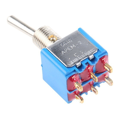 APEM Toggle Switch, Panel Mount, On-On, DPST, Solder Lug Terminal, 20V ac/dc