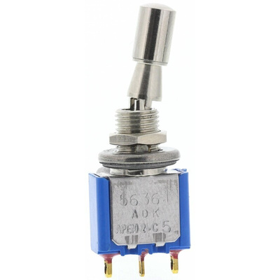 APEM Toggle Switch, Panel Mount, On-On, SPDT, Solder Lug Terminal, 30V dc