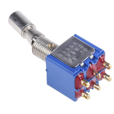 APEM Toggle Switch, Panel Mount, On-On, DPDT, Solder Lug Terminal, 30V dc