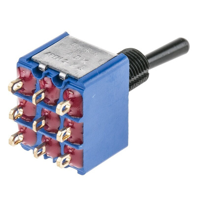 APEM Toggle Switch, Panel Mount, On-On, 3PDT, Solder Lug Terminal, 30V dc