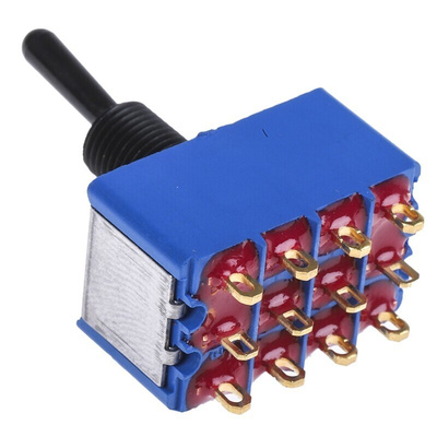 APEM Toggle Switch, Panel Mount, On-On, 4PDT, Solder Lug Terminal, 30V dc