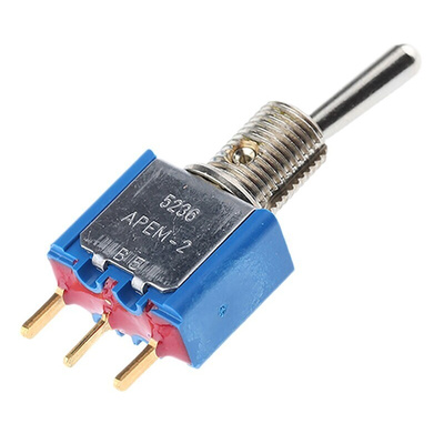 APEM Toggle Switch, PCB Mount, On-On, SPST, PC Terminal Terminal, 20V ac/dc