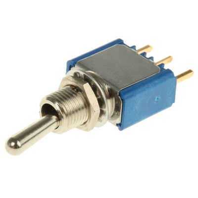 APEM Toggle Switch, PCB Mount, On-(On), SPST, PC Terminal Terminal, 20V ac/dc