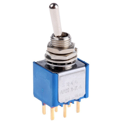APEM Toggle Switch, PCB Mount, On-On, DPST, PC Terminal Terminal, 20V ac/dc