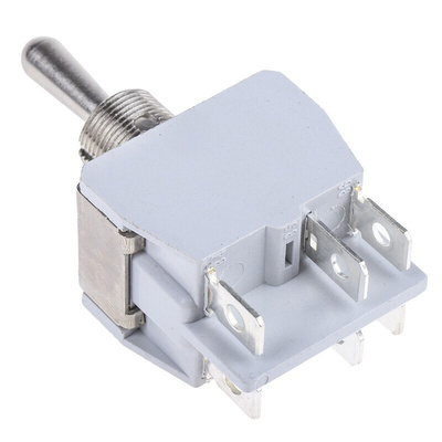 APEM Toggle Switch, Panel Mount, (On)-Off-(On), DPST, Solder Lug Terminal, 250V ac