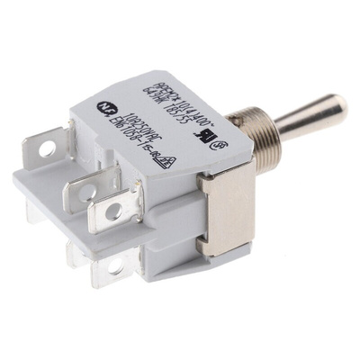 APEM Toggle Switch, Panel Mount, On-Off-On, DPST, Solder Lug Terminal, 250V ac