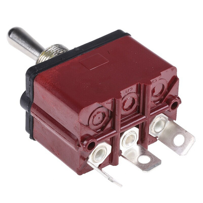 APEM Toggle Switch, Panel Mount, (On)-Off-(On), SPST, Tab Terminal, 28V dc