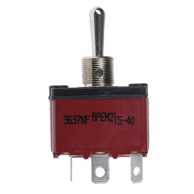 APEM Toggle Switch, Panel Mount, (On)-Off-(On), SPST, Tab Terminal, 28V dc