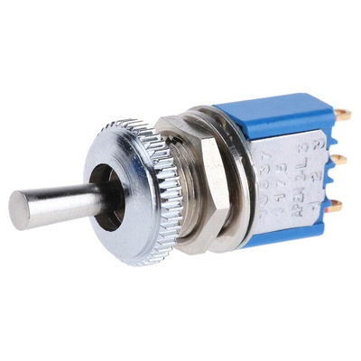 APEM Toggle Switch, Panel Mount, (On)-Off-(On), SPDT, Solder Terminal, 24V dc