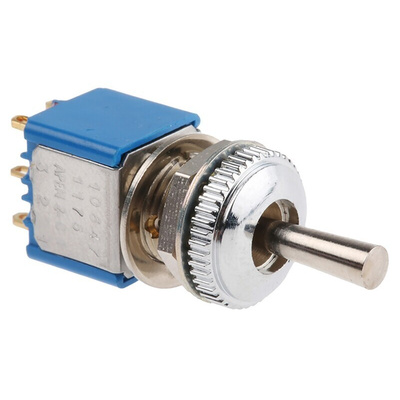 APEM Toggle Switch, Panel Mount, (On)-Off-(On), DPDT, Solder Terminal, 24V dc