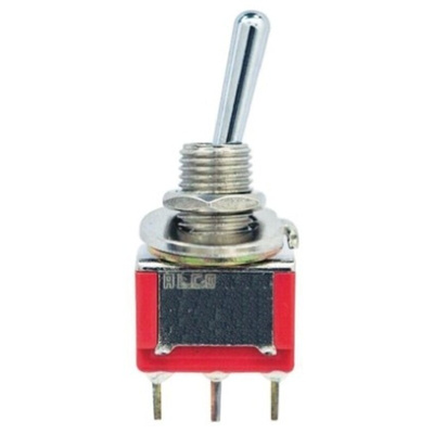 TE Connectivity Toggle Switch, PCB Mount, On-Off-(On), SPDT, Through Hole Terminal, 20V