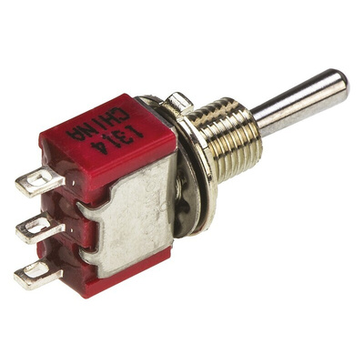 TE Connectivity Toggle Switch, Panel Mount, On-Off-(On), SPDT, Solder Terminal