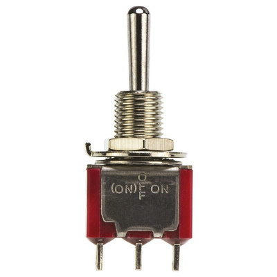 TE Connectivity Toggle Switch, Panel Mount, On-Off-(On), SPDT, Solder Terminal