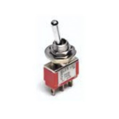 TE Connectivity Toggle Switch, PCB Mount, On-Off-On, SPDT, Through Hole Terminal, 120 V ac, 28V dc