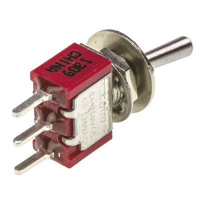 TE Connectivity Toggle Switch, PCB Mount, On-On, SPDT, Through Hole Terminal, 120 V ac, 28V dc
